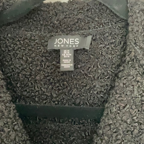 Black sweater-sleeve & pleather moto jacket by Jones New York, size medium. - Picture 2 of 3